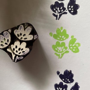 Petit tampon indien en bois, motif printanier, petite fleur, textile, céramique, savon, taille personnalisée, artisanat floral durable et respectueux de l'environnement