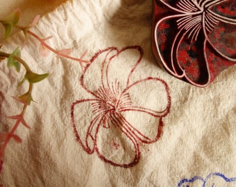 Pulmeria flower wooden block stamp, Hawaiian beach dress print, fabric, ceramic, soap floral stamps, flower outline stamp, block printing