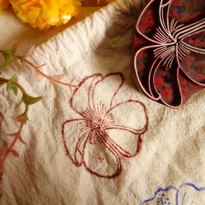 Pulmeria flower wooden block stamp, Hawaiian beach dress print, fabric, ceramic, soap floral stamps, flower outline stamp, block printing