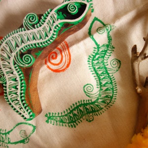 Snake Indian houten blokstempels, Bengaalse alpana kunst geïnspireerde vis voor stof schilderen, ambacht, keramiek, zeep maken, Boho fashion prints