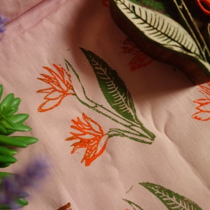 Exotische bloemenpatroon stoffenstempel, textielstempel in paradijsvogelontwerp voor blokdruk, papierambachten, keramiek - Hawaiian beach boho