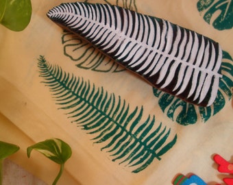 Fern Leaf block printing stamp, wooden block stamps from India, custom designer stamp for textile, tropical pattern, leaf design for ceramic
