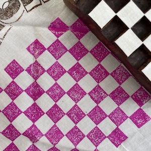 Houten blokstempel met schaakbordontwerp, zwart-wit vierkant patroon houten blokstempel voor textiel, keramiek, Made in India, aangepaste stempels