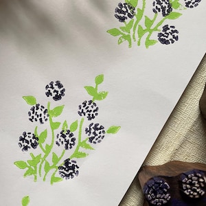 Tampon en bois floral, forme de fleur à motif printanier pour céramique, savon d'Inde, taille personnalisée, durable et respectueux de l'environnement Ensemble de deux tampons