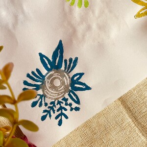 Tampon indien en bois, motif printanier, forme de fleur, textiles, céramique, savon, taille personnalisée, artisanat floral durable et respectueux de l'environnement