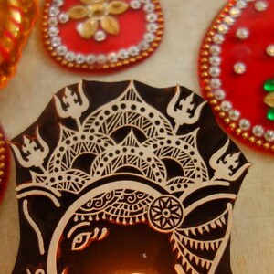 Wooden Deity Candle Holder Diya, Hand Carved Sacred Altar Votive, Pooja Room Decor, Spiritual Housewarming Gift image 6