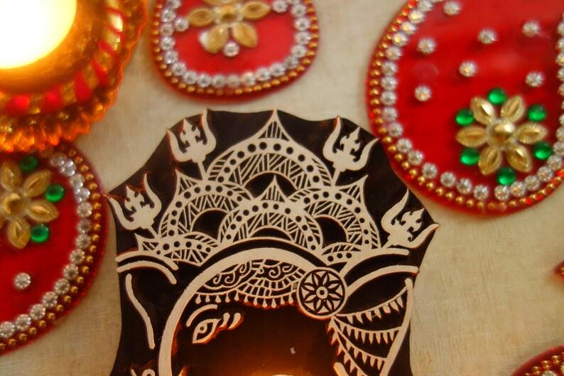Wooden Deity Candle Holder Diya, Hand Carved Sacred Altar Votive, Pooja Room Decor, Spiritual Housewarming Gift image 6