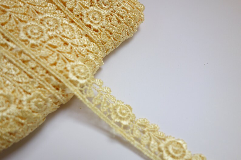 32.8 Yard Pale Yellow Lace Trim GPO Yellow Crochet Lace Trim Etsy
