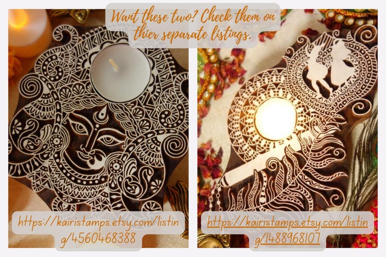 Wooden Deity Candle Holder Diya, Hand Carved Sacred Altar Votive, Pooja Room Decor, Spiritual Housewarming Gift image 14