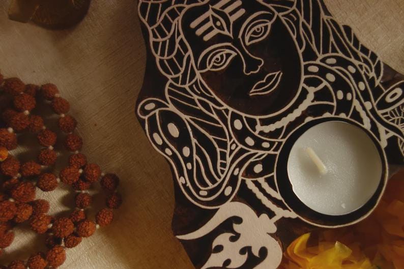 Wooden Deity Candle Holder Diya, Hand Carved Sacred Altar Votive, Pooja Room Decor, Spiritual Housewarming Gift image 13