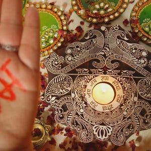 Wooden Deity Candle Holder Diya, Hand Carved Sacred Altar Votive, Pooja Room Decor, Spiritual Housewarming Gift image 3