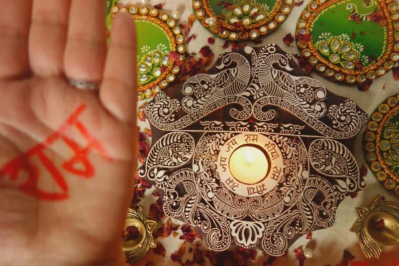 Wooden Deity Candle Holder Diya, Hand Carved Sacred Altar Votive, Pooja Room Decor, Spiritual Housewarming Gift image 3