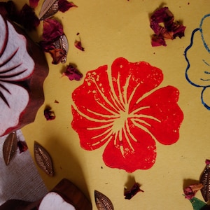 Blumenblockdruckstempel Hibiskusblütenmusterstempel für Seife, Keramik, Papier, Stoff hochwertige individuelle Stempel aus Indien