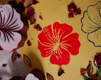 Floral block printing stamp hibiscus flower pattern stamp for soap, ceramic, paper, fabric high quality custom stamps from India
