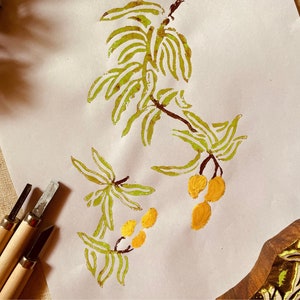 Mangobaum Holzstempel Muster Sommer handbemalt Holzklotz Stempel Mangobaum für Textilien Keramik Seife Papier Holzstempel Holzstempel