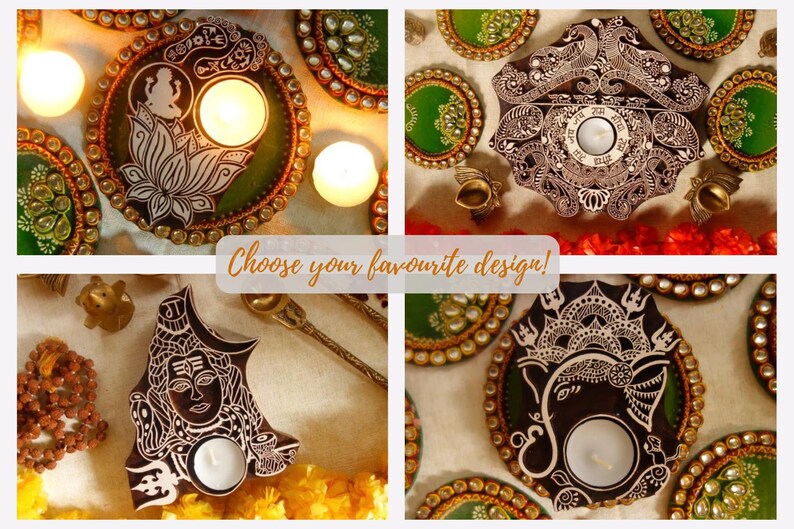 Wooden Deity Candle Holder Diya, Hand Carved Sacred Altar Votive, Pooja Room Decor, Spiritual Housewarming Gift image 2