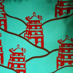 Tampon d'impression au bloc en bois, pagode de construction, tampon asiatique japonais pour savon, céramique, papier, tissu, tampons personnalisés de haute qualité en provenance d'Inde