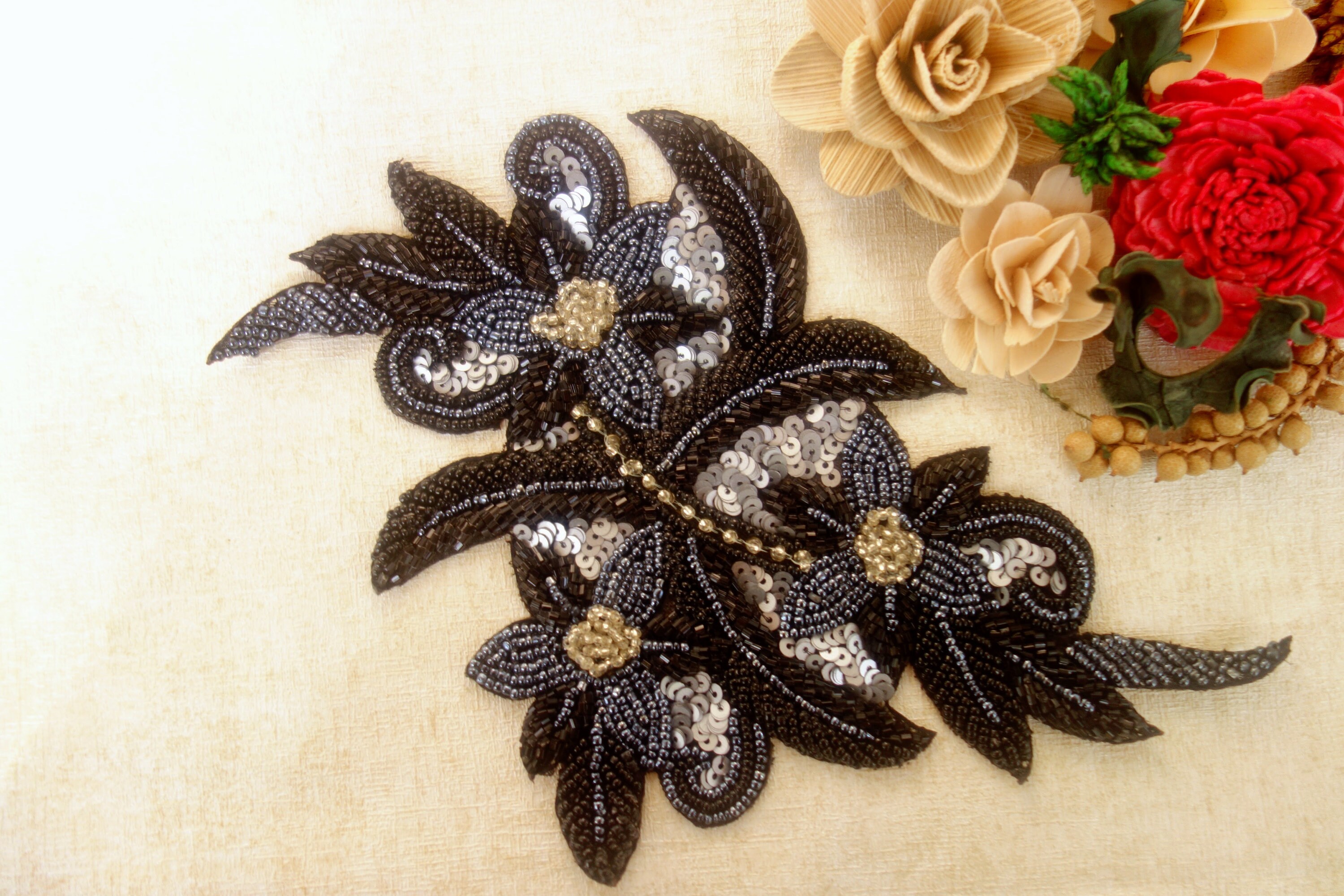 Black Colour Large Patches Exclusive Black Color Appliques Etsy