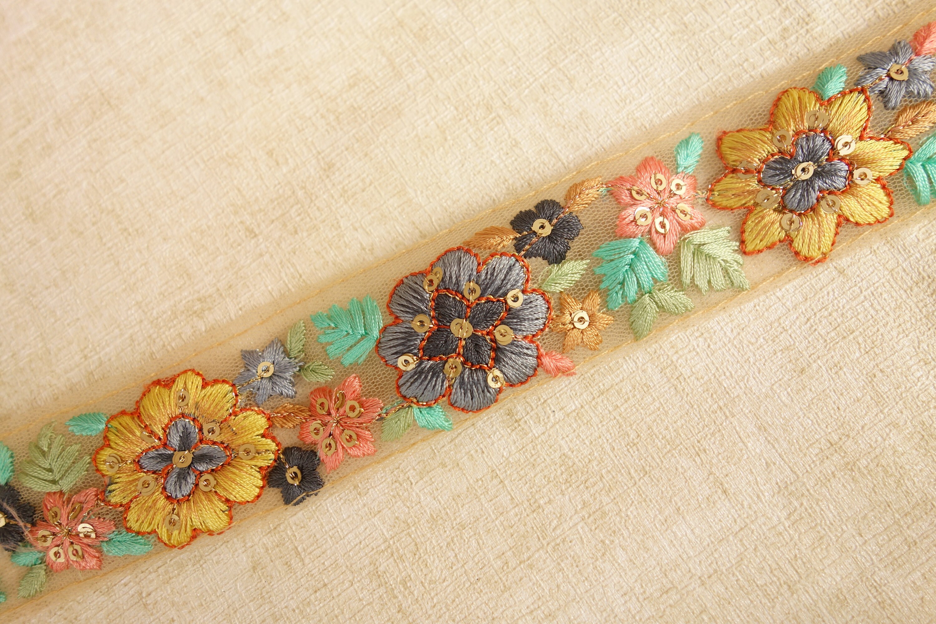 9.8 Yards Multi color embroidery trim floral embroidery Etsy