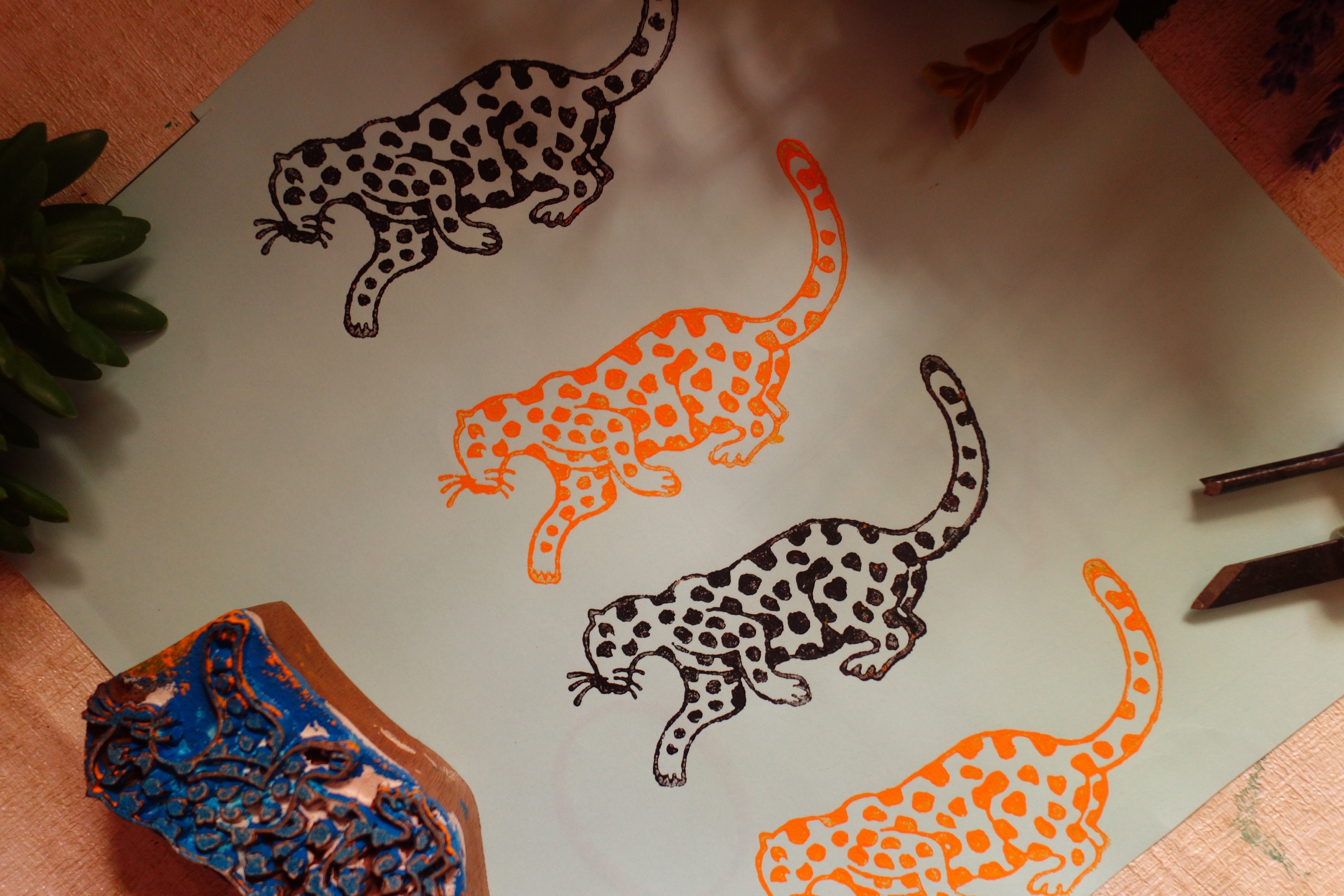 Indian block printing stamp leopard pattern stamp for soap, ceramic, paper, fabric high quality custom stamps from India