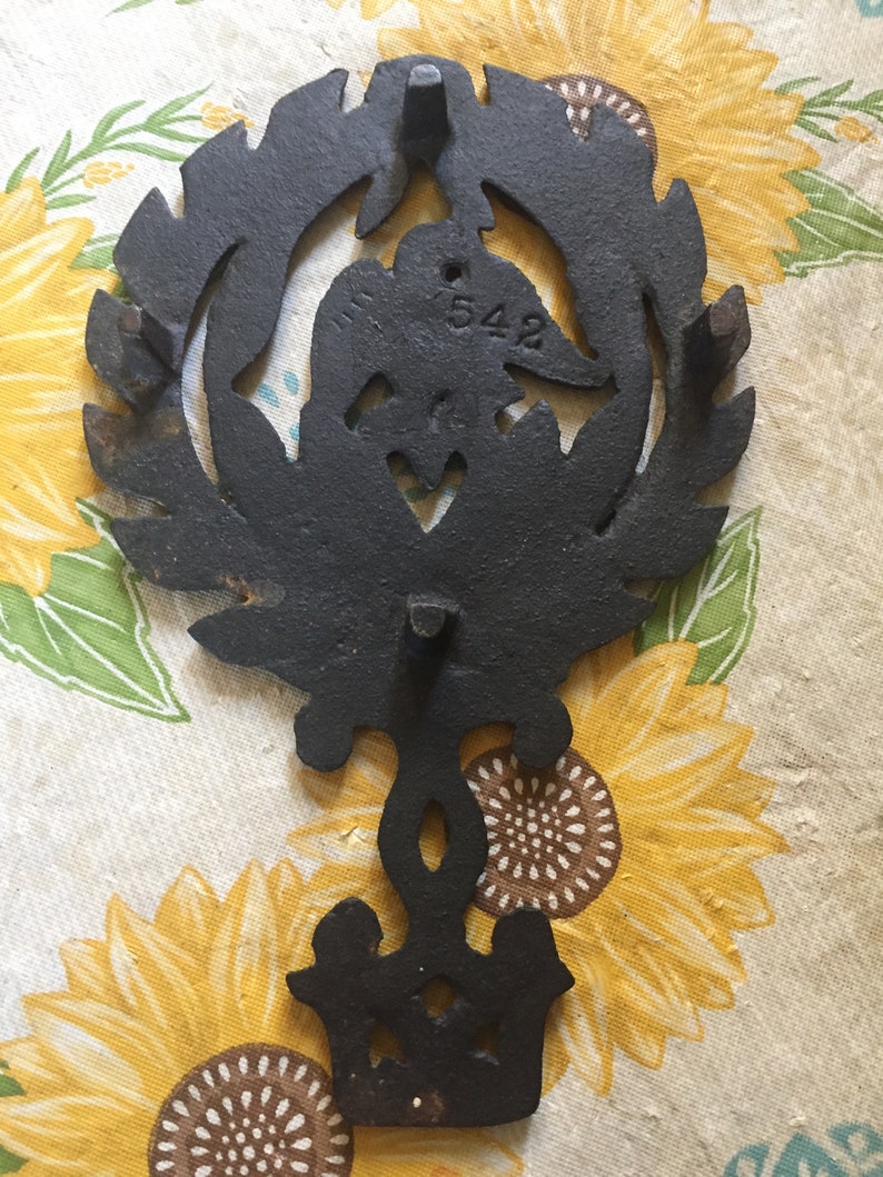 Vintage Black Cast Iron Trivet With EagleHeart Design/ Cast Etsy