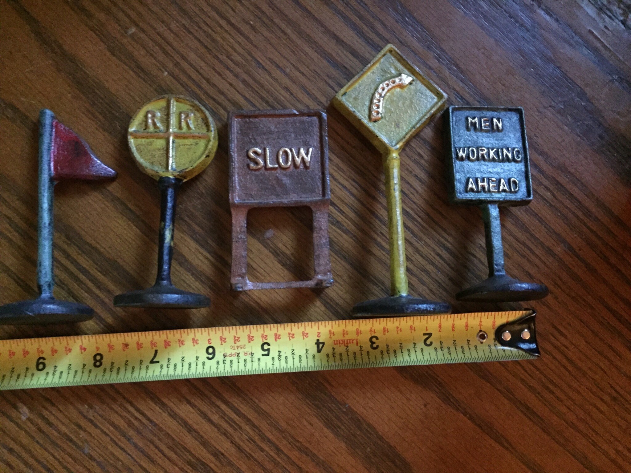 Vintage Cast Iron Miniature Road Caution Signs Set/ Set Of 5 Etsy