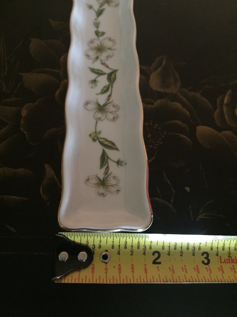 Vintage Lefton Floral Design Tray Small Rectangular Tray Dresser Tray Trinket Dish Inv.#1374