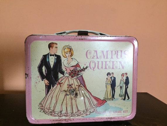 Vintage Campus Queen Metal Lunchbox With Thermos/