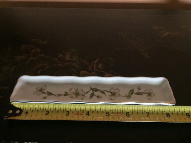 Vintage Lefton Floral Design Tray Small Rectangular Tray Dresser Tray Trinket Dish Inv.#1374