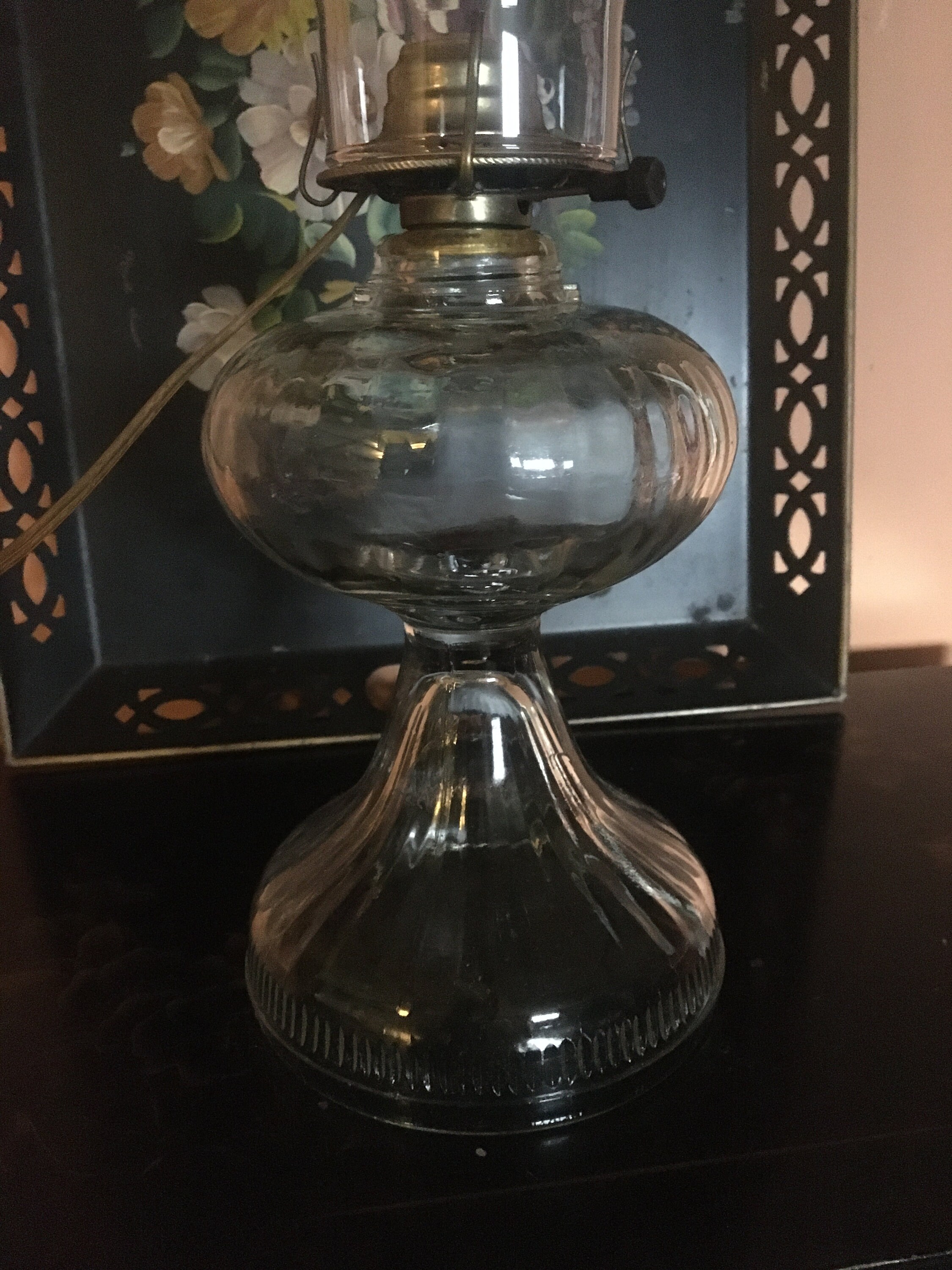 Vintage Electric Oil Lamp/ Converted Oil Lamp/ Electric Lamp/ Etsy