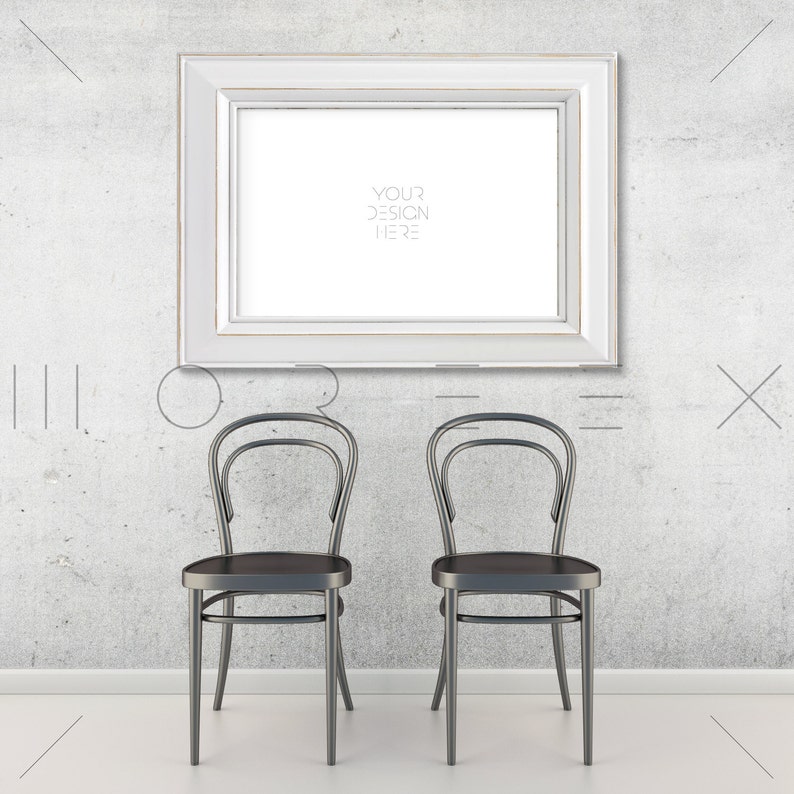 Download 11x17 Horizontal White Digital Frame Mockup Thonet chair | Etsy