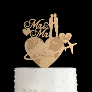 Travel wedding gay cake topper,gay wedding cake topper travel,Travel cake topper,travel theme wedding mr and mr topper,gay cake topper,217