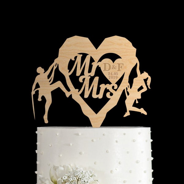 Gâteau de mariage de monsieur et madame d'escalade, Gâteau de mariage de monsieur et madame d'escalade, Gâteau de mariage de monsieur et madame d'alpinistes,125
