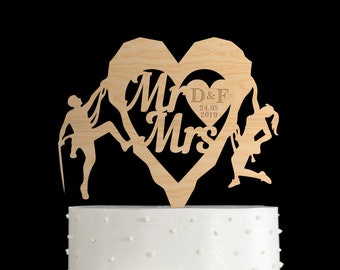 Rock Klettern Hochzeit mr und mrs Kuchen Topper, Bergsteigen mr und mrs Hochzeitstorte, klettern mr mrs und mrs Kuchen Topper, 125