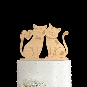 Custom cat lover wedding initials couple cake topper cat, cat theme cake topper wedding,cat cake topper wedding,wedding cake topper,573