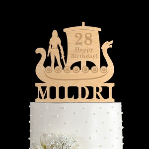 Birthday Cake Topper, Viking Cake Topper, Custom Cake Topper, Name Cake Topper, 30th Birthday Gift for Her, Acrylic Cake Topper, 815