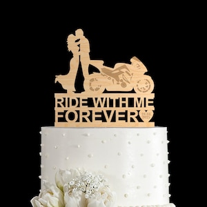 Ride with me forever cake topper, Biker wedding cake topper, Motorcycle wedding cake topper, Motorbike bride and groom cake topper, 879
