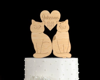 Cat Wedding Cake Topper, Cat Lover Cake Topper Wedding, Cats Couple Cake Topper, Cats in love Wedding Cake Topper, Custom Cat Cake Topper,35