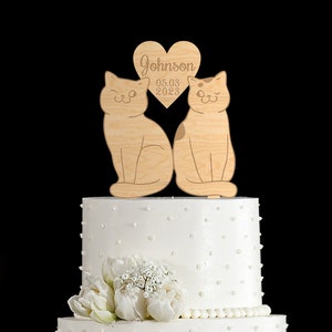 Cat Wedding Cake Topper, Cat Lover Cake Topper Wedding, Cats Couple Cake Topper, Cats in love Wedding Cake Topper, Custom Cat Cake Topper,35