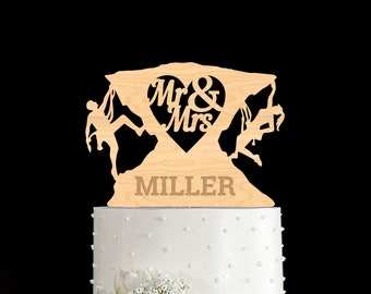 Rock climbing wedding cake topper, Climbing Mr and Mrs wedding cake topper, Climbers couple cake topper, Mountain climbing cake topper, 33