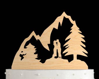 Mountain cake topper,mountain wedding cake topper,Travel cake topper,mountain cake topper wedding,outdoor cake topper,hiking cake topper,720