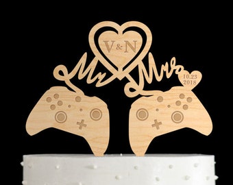 Video game wedding mr and mrs cake topper,gaming mr mrs cake topper,Gamer cake topper,gamer wedding cake topper,geek wedding cake topper,788