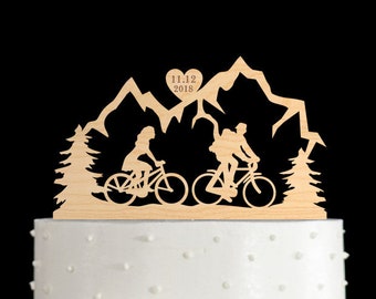 Bicycle cake topper,Bike Cake Topper,Mountain cake topper,mountain wedding cake topper,Travel cake topper,mountain cake topper wedding,805