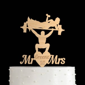 Gym Cake Topper, Wedding Cake Topper, Weightlifting Cake Topper, Gym Cake Topper, Custom Cake Topper, Acrylic Cake Topper, Wedding Gift,726