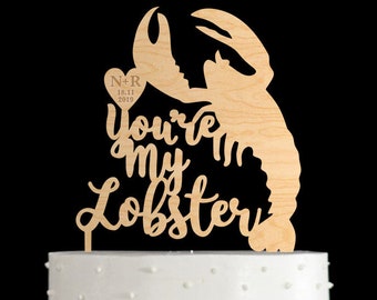 Unique wedding cake topper,You're my lobster,He's her lobster cake topper,lobster cake topper,wedding cake topper,cake topper wedding,849