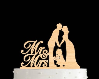 Family wedding cake topper,family cake topper,Family Wedding Cake topper with child,Wedding Cake Topper,Cake Toppers For Wedding,664