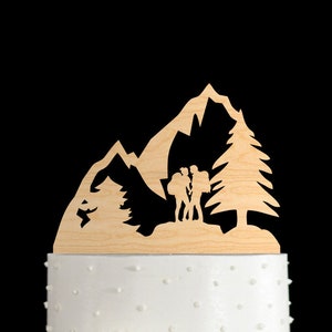 Wedding Cake Topper, Mountain Cake Topper, Custom Cake Topper, Acrylic Cake Topper, Hiking Cake Topper, Wedding Gift, Rustic Cake Topper,768