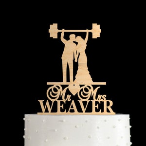 Wedding Cake Topper, Gym Cake Topper, Weightlifting Cake Topper, Mr and Mrs Fitness Cake Topper, Custom Cake Topper, Acrylic Cake Topper,796