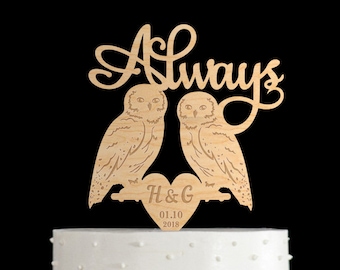 Adorno para tarta de bodas con búhos, adorno para tarta de bodas siempre, adorno para tarta de bodas siempre, adorno para tarta de bodas con búhos, decoración para bodas con búhos, 743