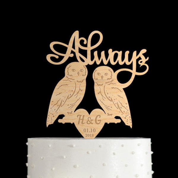 Owls always wedding cake topper,always cake topper wedding,always wedding cake topper,owl wedding cake topper,owl wedding decor,743